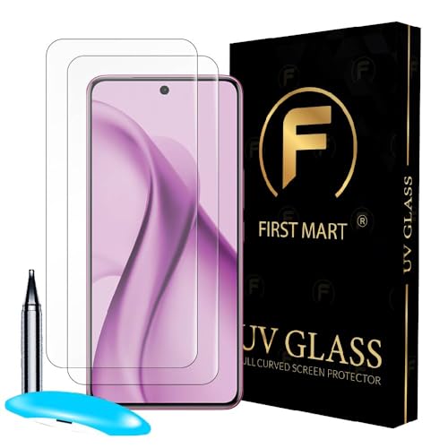 Image of FIRST MART Military Grade UV Tempered Glass For Vivo V60e 5G (6.77 Inch) With Edge To Edge Full Screen Coverage & Easy UV Installation Kit | Crystal Clear, Pack of 2