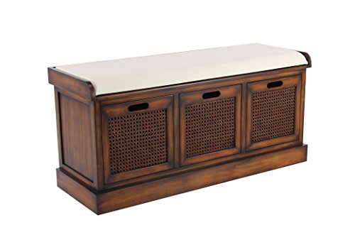 Deco 79 Wood Storage Bench With Upholstered Seat, 42" X 15" X 20", Brown #TOP23