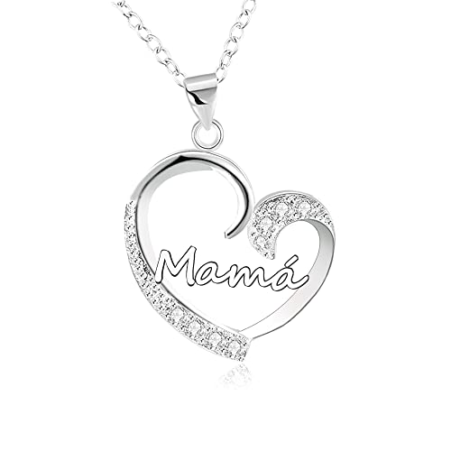 GUOYU Regalo Mamá Collar Mama Mujer,Regalos dia de la Madre,Regalo de Cumpleaños para Mama Regalo madre Colgante Plateado (4)