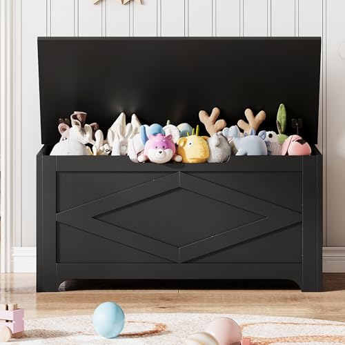 GAOMON Storage Chest, Wooden Toy Storage Bench, Modern Style Lift-Top Toy Chest with Safety Hinge for Entryway, Bedroom, Living Room, Supports 300 Lb and Easy Assembly