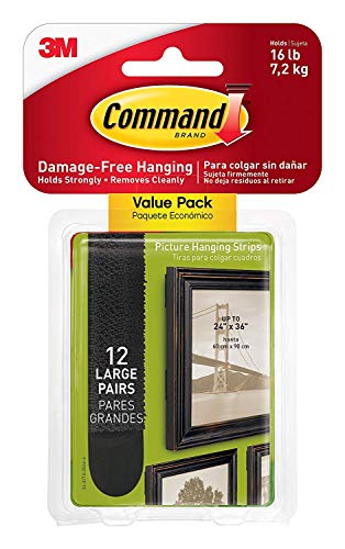 Image of Picture Hanging Strips, Black, Large, 12-Pk.