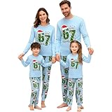 67 Pajamas for Men Fall Fashion 2025 Family Christmas Pajamas Matching Sets Six Seven Xmas Pjs Sleepwear Comfy Long Sleeve 6 7 Holiday Loungewear Plus Size Couples Jammies Light Blue
