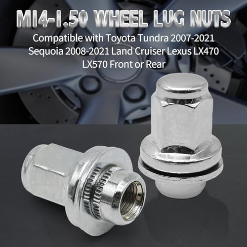 Image of 5PCS M14-1.50 Wheel Nut Replacement Front and Rear 9-1000371, 9094201103, 90942-01103, 90942A1001, 611-277, 611-2771, 6112771, 910003 Compatible with Toyota Tundra 2007-2021 (Pack of 2)