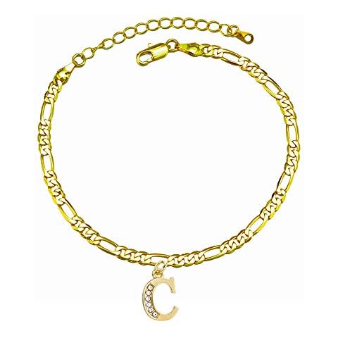 kelistom 14k Gold Plated Initial Anklet Cover