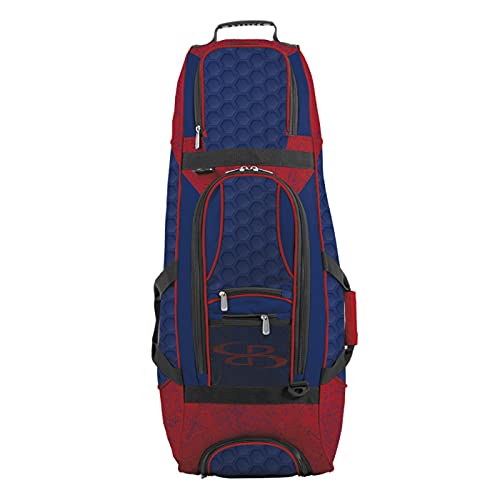 Boombah Spartan Rolling Bat Bag 2.0 3DHC - 38" x 12-1/2" x 12" - Royal Blue/Red - Holds 4 Bats and Much More