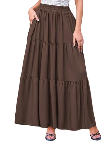 SCARLET DARKNESS Tiered Renaissance Maxi Long Skirt for Women with Pockets