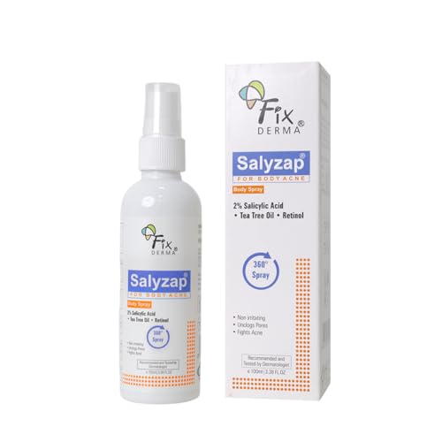Image of Fixderma 2% Salicylic Acid Salyzap Body Acne Spray For Acne on Back, Shoulders, Neck & Chest to improve Breakouts & Uneven skin texture for Women & Men - 100ml
