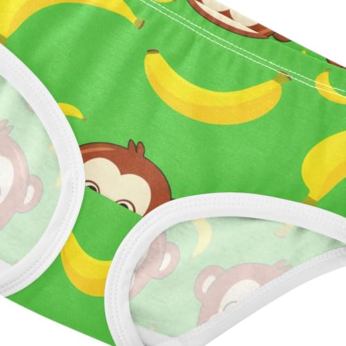 Cute Monkey Bananas Green Cute Panties Girl Toddler Underwear Custom Cotton Print Briefs Undies Kids 2t4