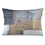 Brown Blue Abstract Art Painting Throw Pillow Cover Queen Size Grey Beige Lumbar Pillow Case Modern Soft Pillowcase Standard Pillow Cases with Zipper Decorative Cushion Covers for Bed,Sofa,20'x30'