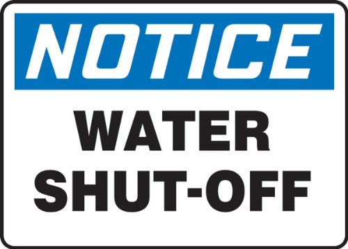 Notice Water Shut-Off Panneau Signalisation Accuform Éviter Erreurs Vanne