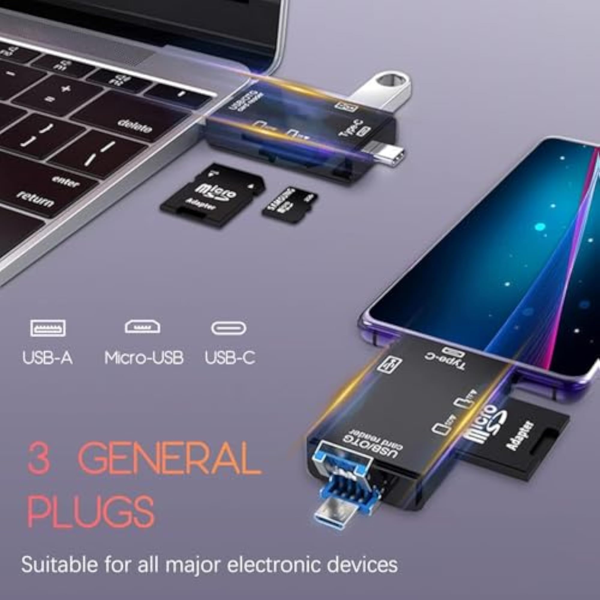 USB 3.0 Type C & Micro USB OTG Memory Card Reader