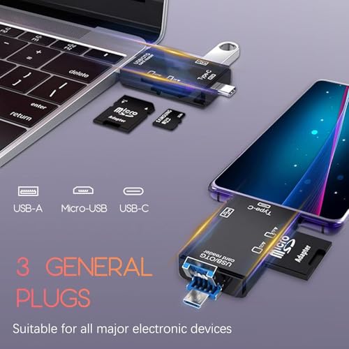 Image of SPIN CART USB 3.0 Type C & Micro USB OTG Memory Card Reader for SD /TF Cards, Laptop Phone Tablet