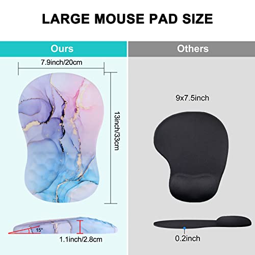 Icasso Ergonomic Mouse Pad Wrist Support, Wrist Rest, Comfortable Computer Gel Mouse Pad For Laptop, Memory Foam,Pain Relief Mousepad With Non-Slip Pu Base For Office Home (Purple Soft) #TOP1