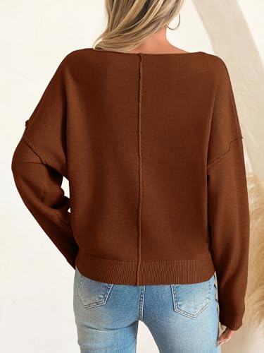 Image of Saodimallsu Womens Off The Shoulder Sweater Boat Neck Batwing Sleeve Knit Pullover 2025 Cute Casual Trendy Jumper Tops