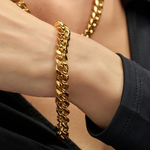 LIFETIME JEWELRY 9mm Miami Curb Cuban Link Chain Bracelet 24k Real Gold Plated3