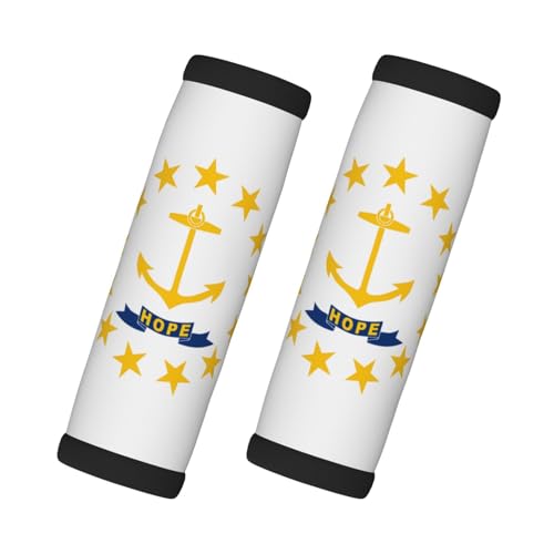 2 Pcs Luggage Handle Wraps, Rhode Island State Flag Print Grip Handle Cover/Travel Bag Identifier for Suitcase Accessories
