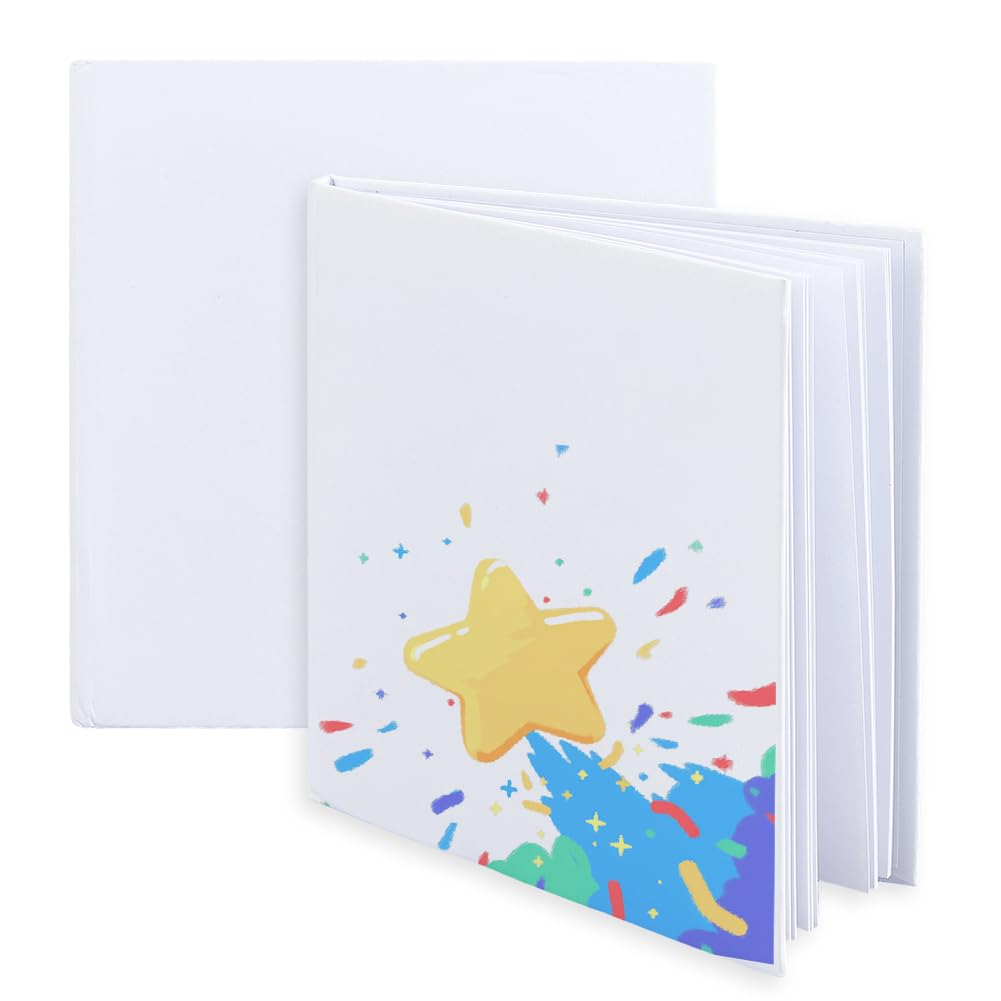 SUPERFINDINGS 2 Pack Hardcover Blank Book 14x13x0.9cm Blank Board Books 32 Pages Chunky Thick Pages Books Hardcover Sketchbooks Journal Make Your Own Book Ideal for Write Reading Drawing Guestbook