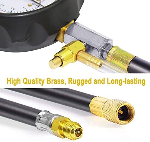 Yeelua 0-140PSI Petrol Diesel Fuel Pressure Gauge Tester Fuel Injection Pump Diagnostic Tool Made of Copper Alloy + Rubber (0-10 bar)