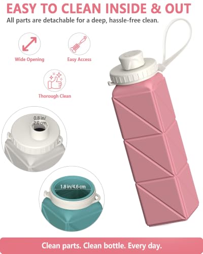 Image of BEAUTAIL Collapsible Water Bottles 21oz /610mL, Silicone Travel Water Bottle