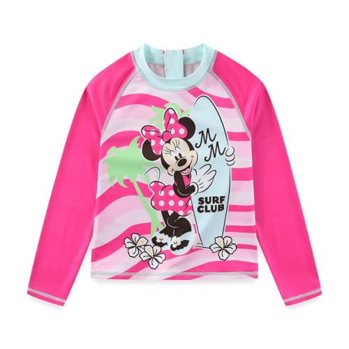 Image of Disney Minnie Mouse Stitch Girls UPF 50+ Long Sleeve Rash Guard and Bikini 2-Piece Swimsuit Set for Toddler to Big Kids
