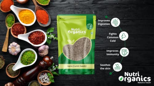 Image of NutriOrganics Premium Whole Spices Cumin Seeds - 200gm | Jeera Whole | Jira | Resealable Ziplock Pouch