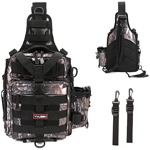 YVLEEN Fishing Tackle Backpack - Outdoor Large Fishing Tackle Storage Box Bag - Water-Resistant Fishing Backpack with Rod Holder Shoulder Backpack (Tree Camouflage-Small) Cover