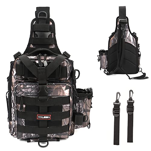 Yvleen Fishing Tackle Backpack Storage Bag，Water-Resistant Fishing Backpack With Rod Holder，Fishing Gear Bag Gift For Men #TOP4