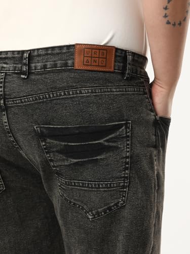 Image of Urbano Plus Men's Regular Fit Heavy Washed Denim Jeans Stretchable