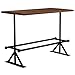 Produktbild Festnight Bartisch Stehtisch Bistrotisch Tisch Massivholz Tischplatte Stahlbeine 150 x 70 x 107 cm Dunkelbraun