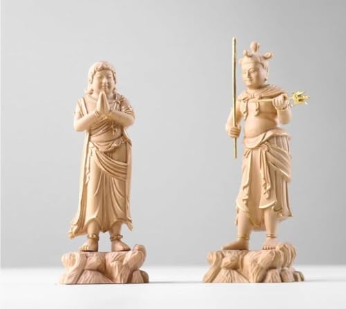 不動明王脇士 二童子像(制多迦・矜羯羅)木彫り仏像 二童子 (A)