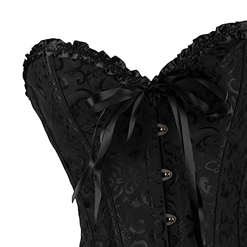 Vaveren Espartilho feminino com floral gótico Camisola Tanque cadarço Espiral aço Desossada Traje Ma