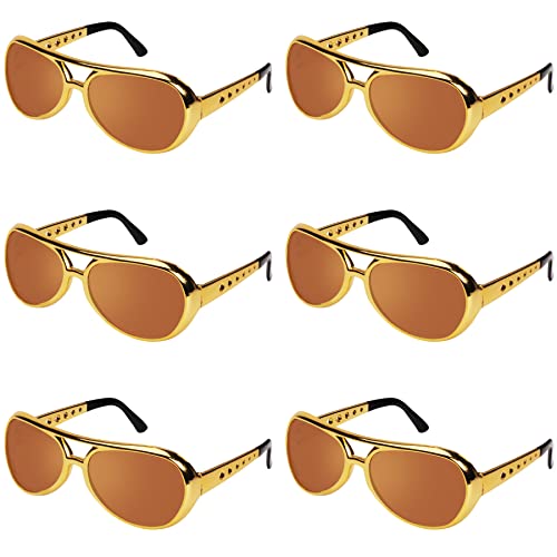 Recheel 50s 60s Glasses 6 Pairs 50s Rockstar Aviator Sunglasses Funny Party Costume for Celebrity