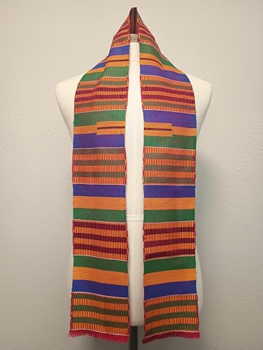 African Kente Cloth Stole Scarf - Traditional Multicolor - Graduation and Ceremonial Kente Stole2