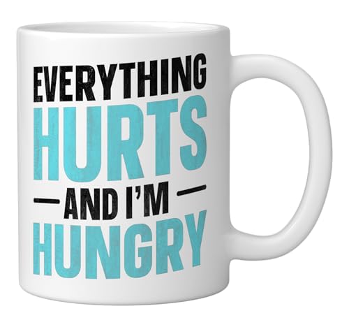 Taza de cerámica Everything Hurts And I'm Hungry blanco 11 oz miniatura 2