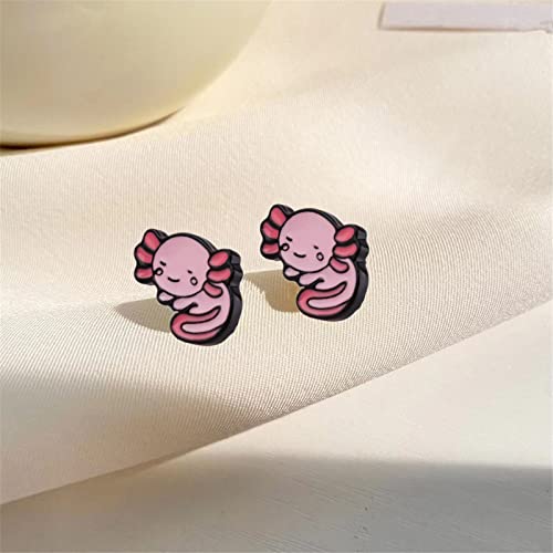 1Pair Cartoon Axolotl Earring Stud, Zinc Alloy Stud Earrings For Girls, Women And Men #TOP2