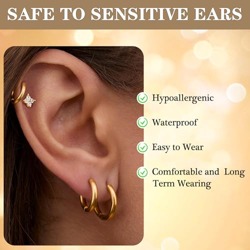 316L Surgical Steel Hoop Earrings, 6-20mm Huggie Hypoallergenic, Small Sleeper Mens Cartilage Earrings for Women 20G 18G