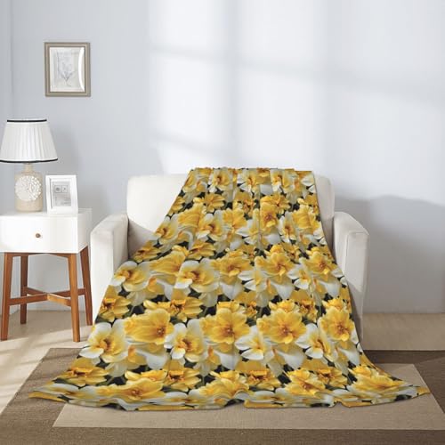Couverture fleurie jaune grand format pour lit et canapé - 7