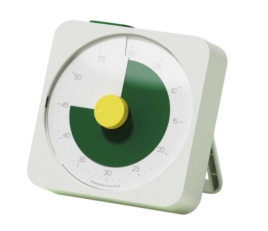 mooas Temporizador visual para niños y adultos, temporizador analógico de cuenta regresiva de 60 minutos para aula, escuela, escuela en casa, temporizador visual silencioso para estudio, TDAH
