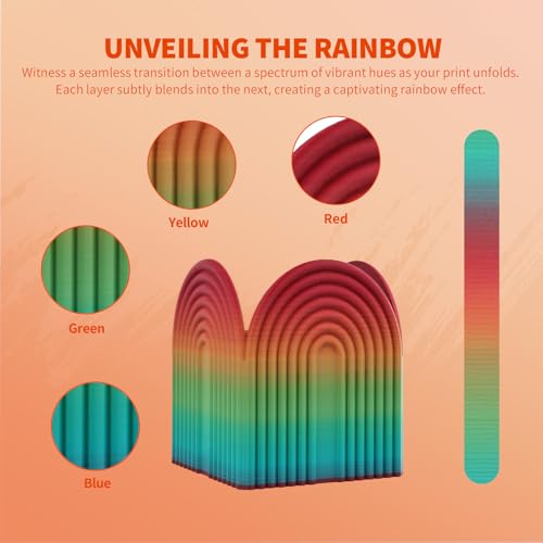 Image of OVERTURE Rock PLA Filament 1.75mm, Marble PLA 3D Printer Filament 1kg Spool (2.2lbs), Dimensional Accuracy + /- 0.02 mm, Fit Most FDM Printer (Rock Rainbow)