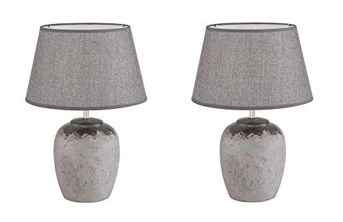 Preisvergleich Produktbild 2er SET Tischleuchte 50108, Leselampe, Tisch Leuchte, Bett Nachttischleuchte, Nachttischlampe,Leseleuchte in Betonoptik grau !