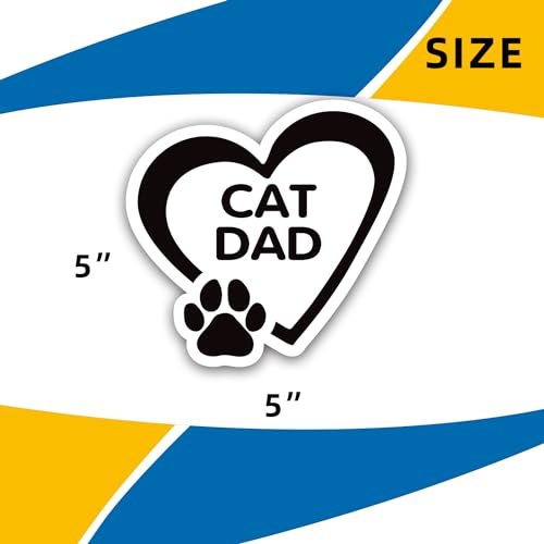 Image of Cat Dad Black Pawprint Magnet Decals - 5x5 Inch - Heavy-Duty Automotive Magnet Stickers for Car, Truck, SUV - Celebrate Feline Kitten Love - Perfect for Any Magnetic Surface (CAT DAD)