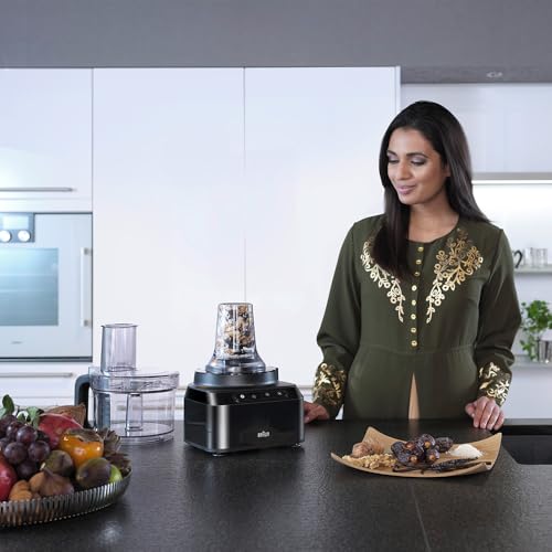 Braun PureEase FP 3132 Robot de cuisine avec mixeur de 1,2 l et bol de 2,1 l, facile à utiliser, rapide et intuitif, deux vitesses plus pulsations, design compact, système EasyClick, noir