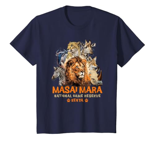 Masai Mara National Game Reserve Africa Safari Kenya T-Shirt, Youth, Navy Blue, Small