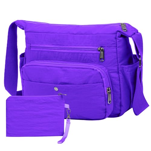 2Pcs/Set Women's Nylon Crossbody Bag – Lightweight Water-Resistant Shoulder Purse with Multiple Pockets for Travel & Work