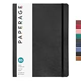 PAPERAGE Softcover Lined Journal Notebook (Black), 176 Pages, Large B5 College Ruled Notebook, 7.6 inches x 10 inches - 100 GSM Thick Premium Paper, Soft Vegan Leather Journal for Home, Work & School