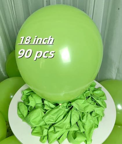 Image of 90 Pack Light Green Balloons 18 inch Green Latex Big Balloons for Party Decorations and Events ZWZLIULIAN