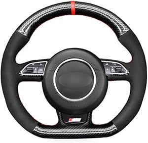 MEWANT Hand Stitch Carbon Fiber und Suede Car Steering Wheel Cover for Audi A5 / A7 / RS 5 / RS 7/ S3 / S4 / S5 / S6 / S7