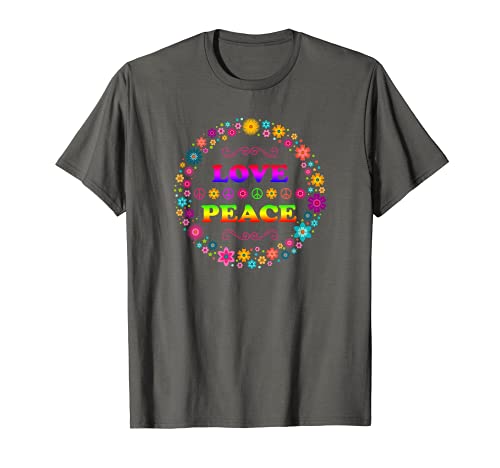 Peace Sign Love T Shirt | 60s 70s Hippie Costume T-Shirt Maglietta