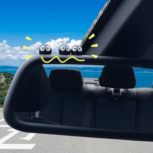 Levvohd Cute Soot Sprites Rearview Mirror Accessories, Dashboard Decor, Funny Cute Car Ornament Gifts for Mirror Interior Decors (Black Mini Soot Sprites 30 Pcs)