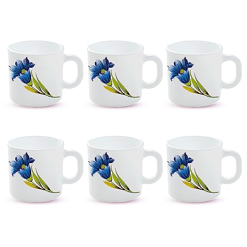 Image of Larah by BOROSIL Nina Opalware Mug, Set of 6 Tea /Coffee Mugs, 100 ml Each, Microwave & Dishwasher Safe, Bone-Ash Free, Crockery Set Ideal for Daily Use & Gifting, White
